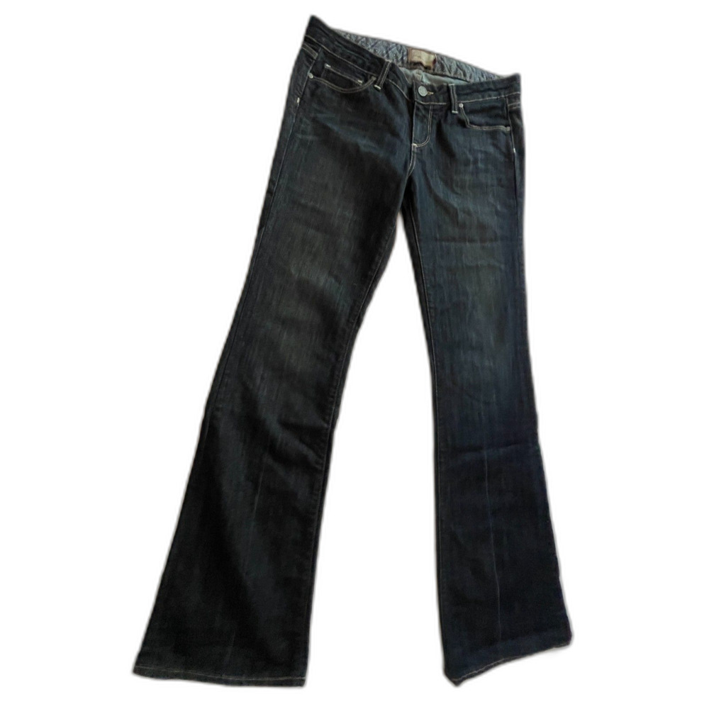 PAIGE Medium Wash Laurel Canyon Lowrise Boot Cut Jeans Siz 28 USA MADE Excellent - Picture 2 of 13